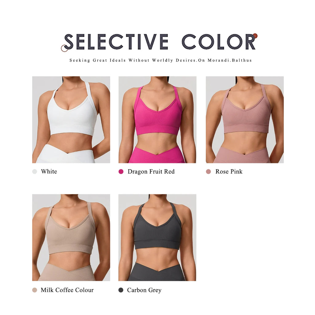 Ctenkevet Ribbed Sports Bra Women's Push up Yoga Top Running Gym Workout Brassiere - Women's Back Cross Sport Underwear