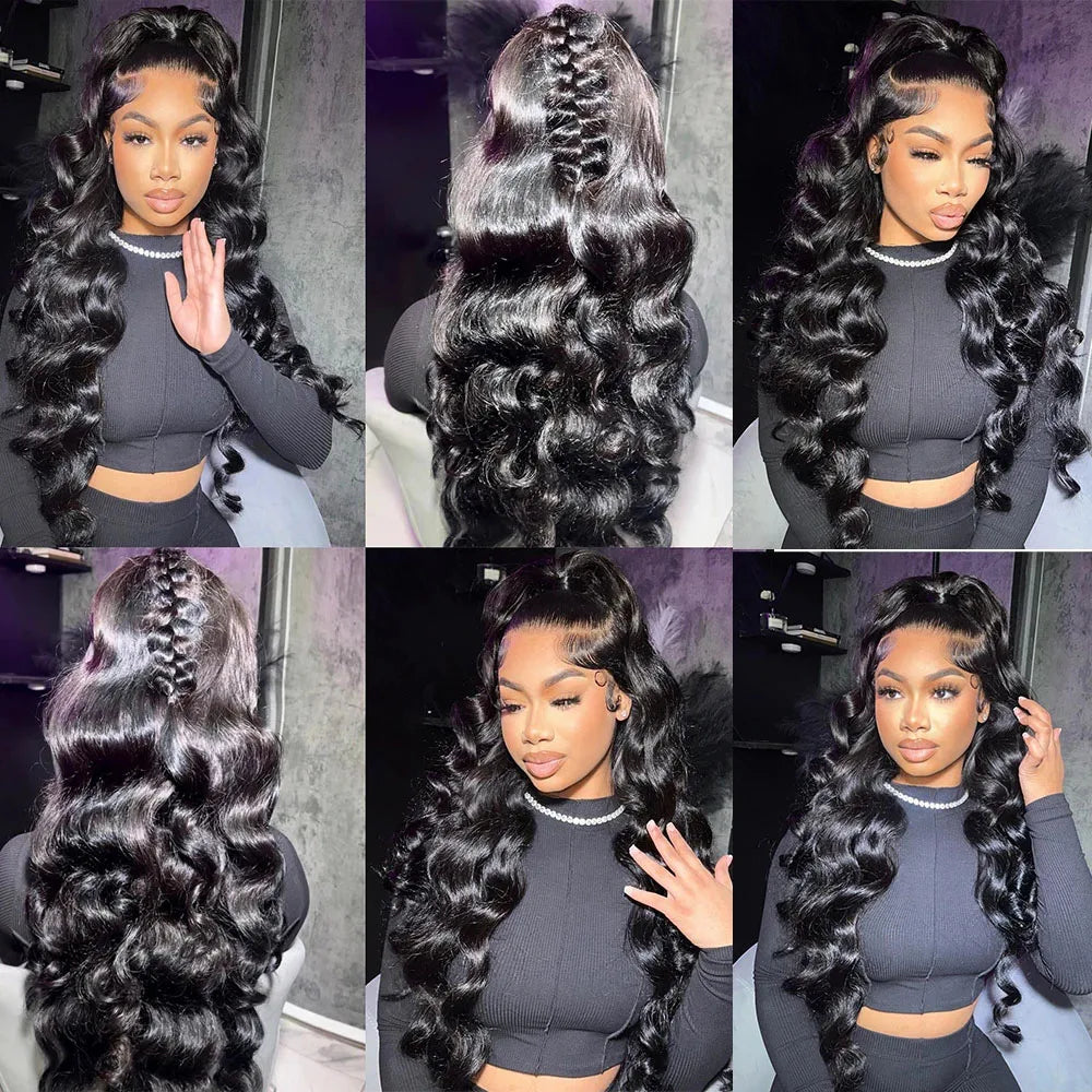 HD 13x6 Loose Nature Wave Lace Front Human Hair Wigs 250% Transparent 30 40 Inch 13x4 Full Deep Water Wave Lace Frontal Wigs