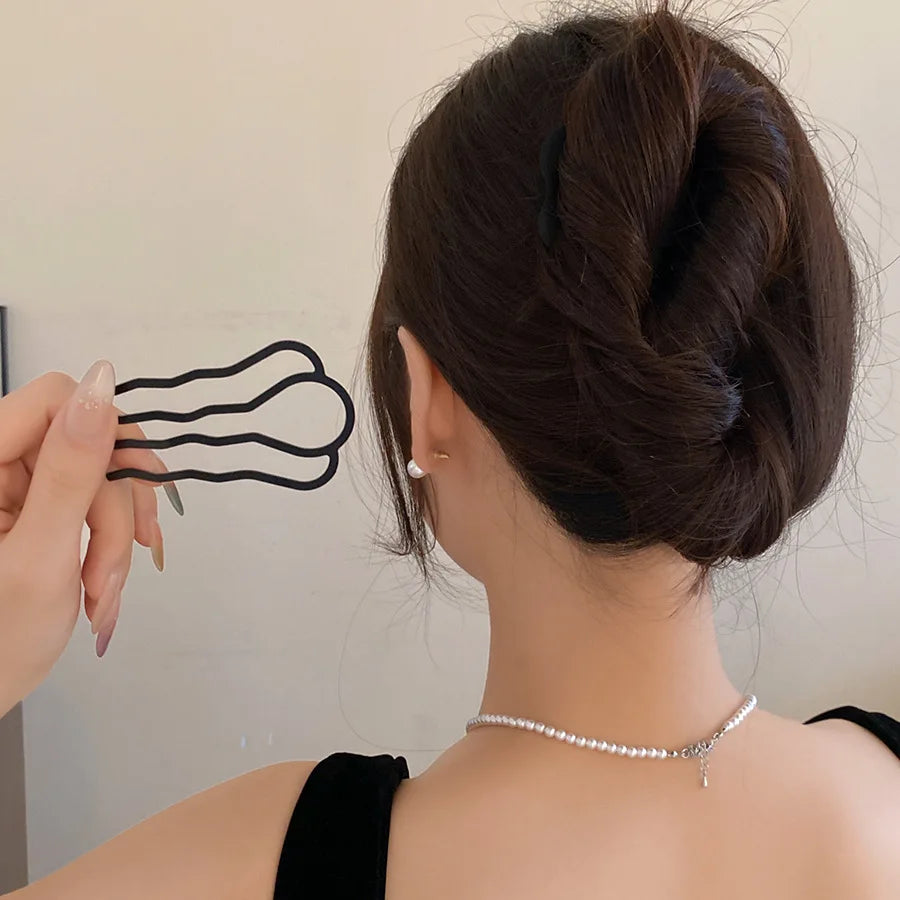 Metal U-Shaped Hair Fork Combs Simple Back of Head Hair Pin Clip Hair Side Combs Updo Hair Sticks Hair Styling Tool Ornament Z