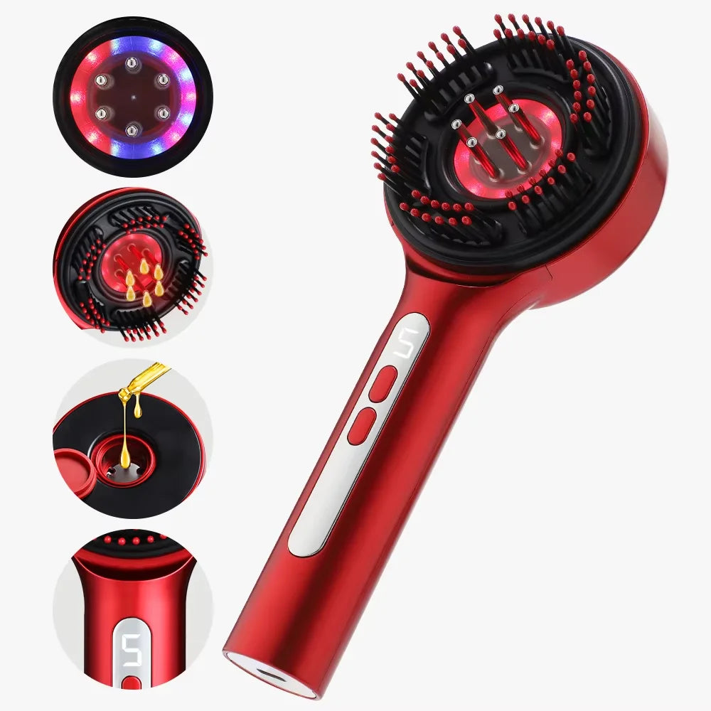 Electric Massage Comb Portable Hair Follicle Comb Scalp Oil Liquid Applicator Vibration Head Massager Hair Growth Anti Loss Care