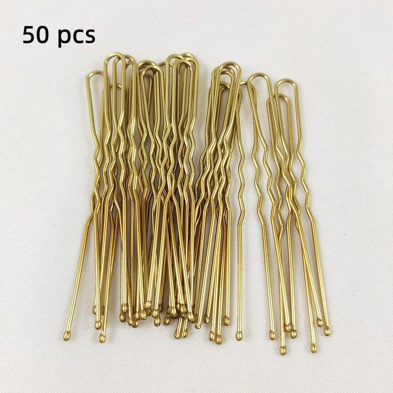 50/100 PCS Women 5/6/7/8 cm Hair Waved U-Shaped Bobby Pin Barrette Grip Clip Bridal Hairpins Black Metal Hair Accessories