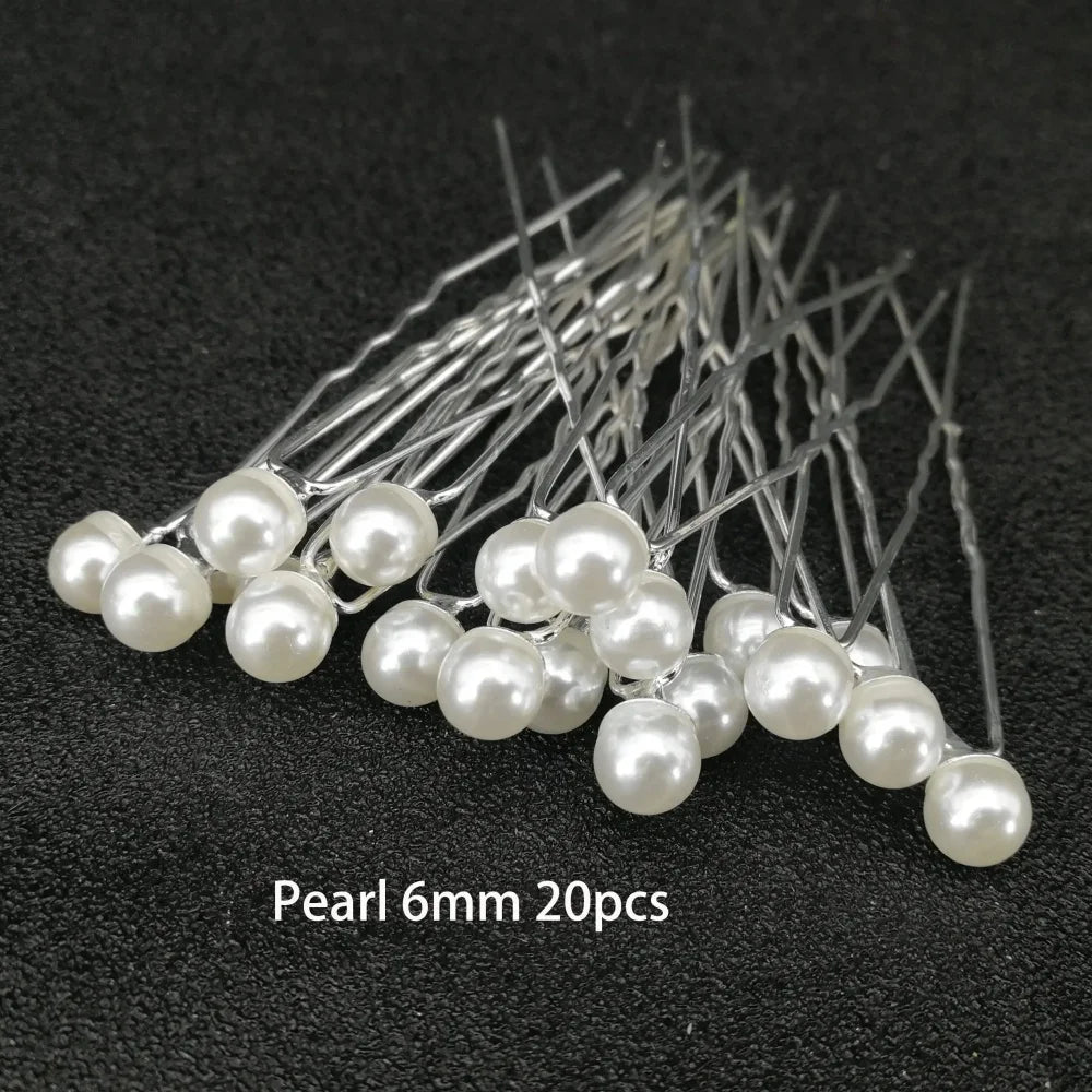 20PCS Rose Flower Rhinestone Hairpins Crystal Hair Clip Pins for Bridal Wedding Party Daily Wear Women Hair Accessories