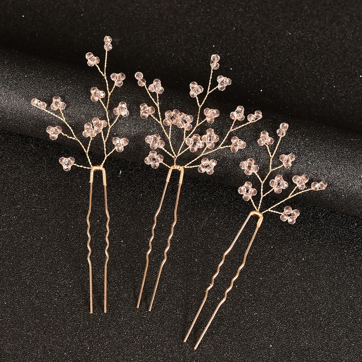 3PCS Wedding U Shape Hair Clips Bridal Headpiece Flower Hairpins Pearl Women Wedding Hair Accessories Bridal Headdress Jewelry
