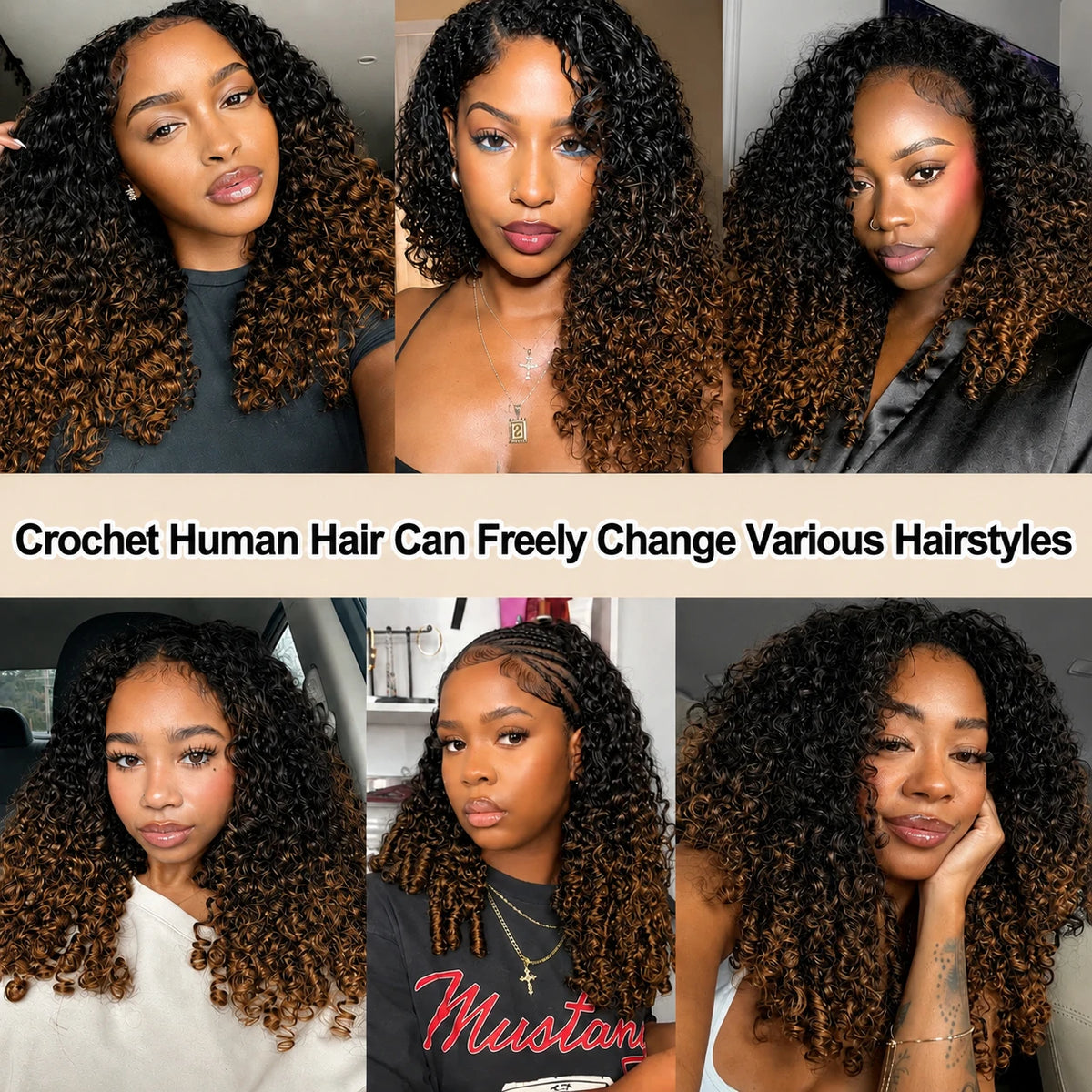 TB30 Brown Burmese Curly Crochet Human Hair Miracle Knots Feather Crochet Invisible Knotless Pre Separated Human Hair Extensions