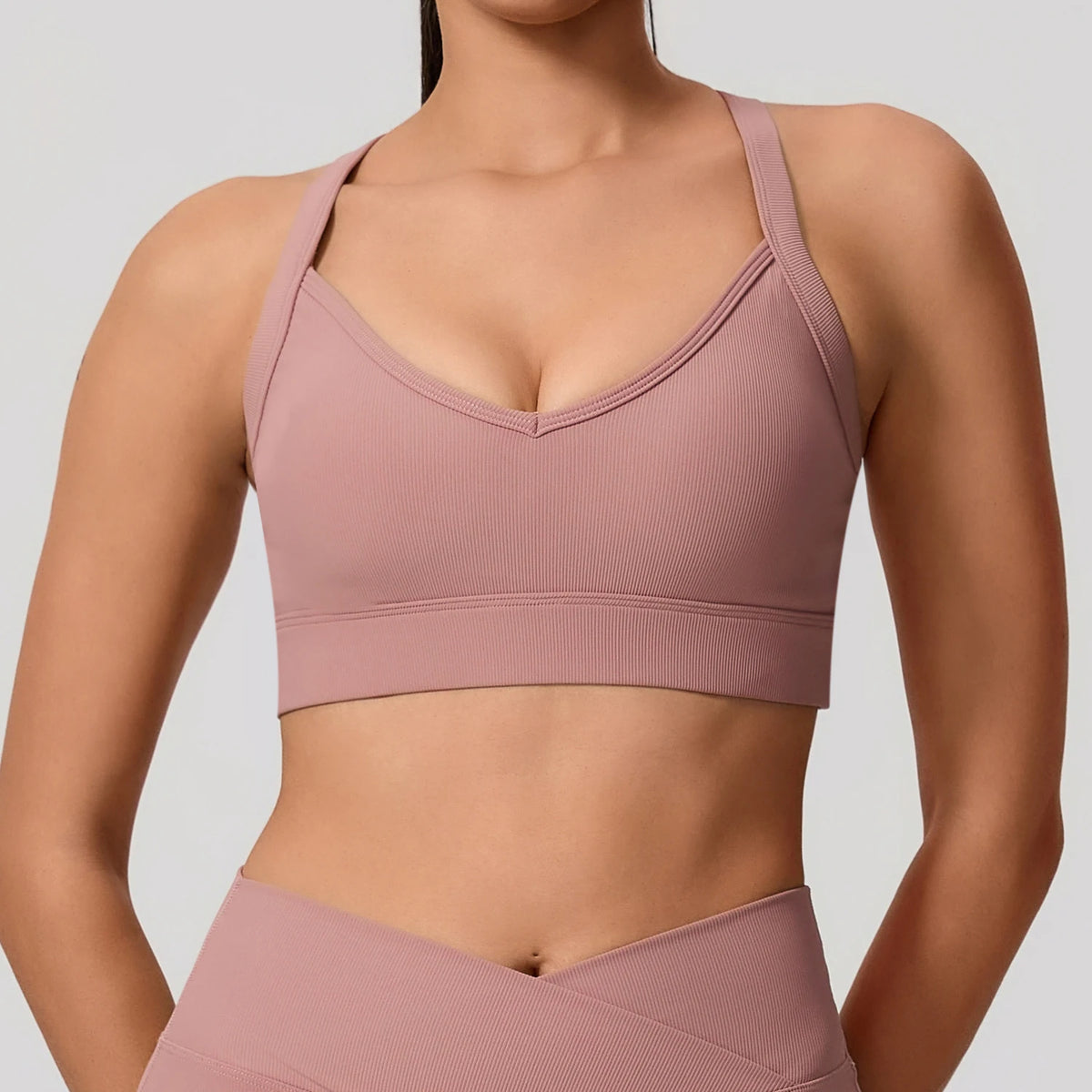 Ctenkevet Ribbed Sports Bra Women's Push up Yoga Top Running Gym Workout Brassiere - Women's Back Cross Sport Underwear