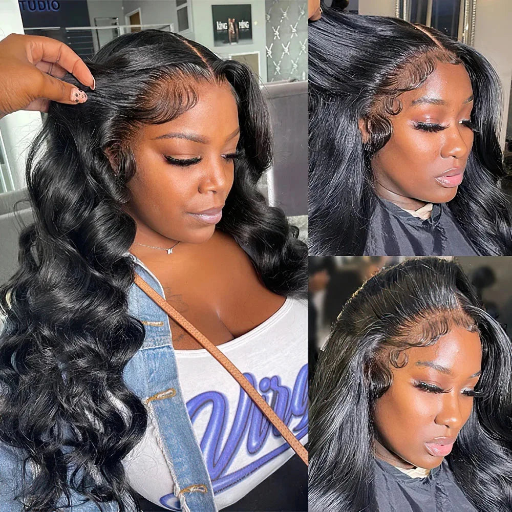 HD 13x6 Loose Nature Wave Lace Front Human Hair Wigs 250% Transparent 30 40 Inch 13x4 Full Deep Water Wave Lace Frontal Wigs