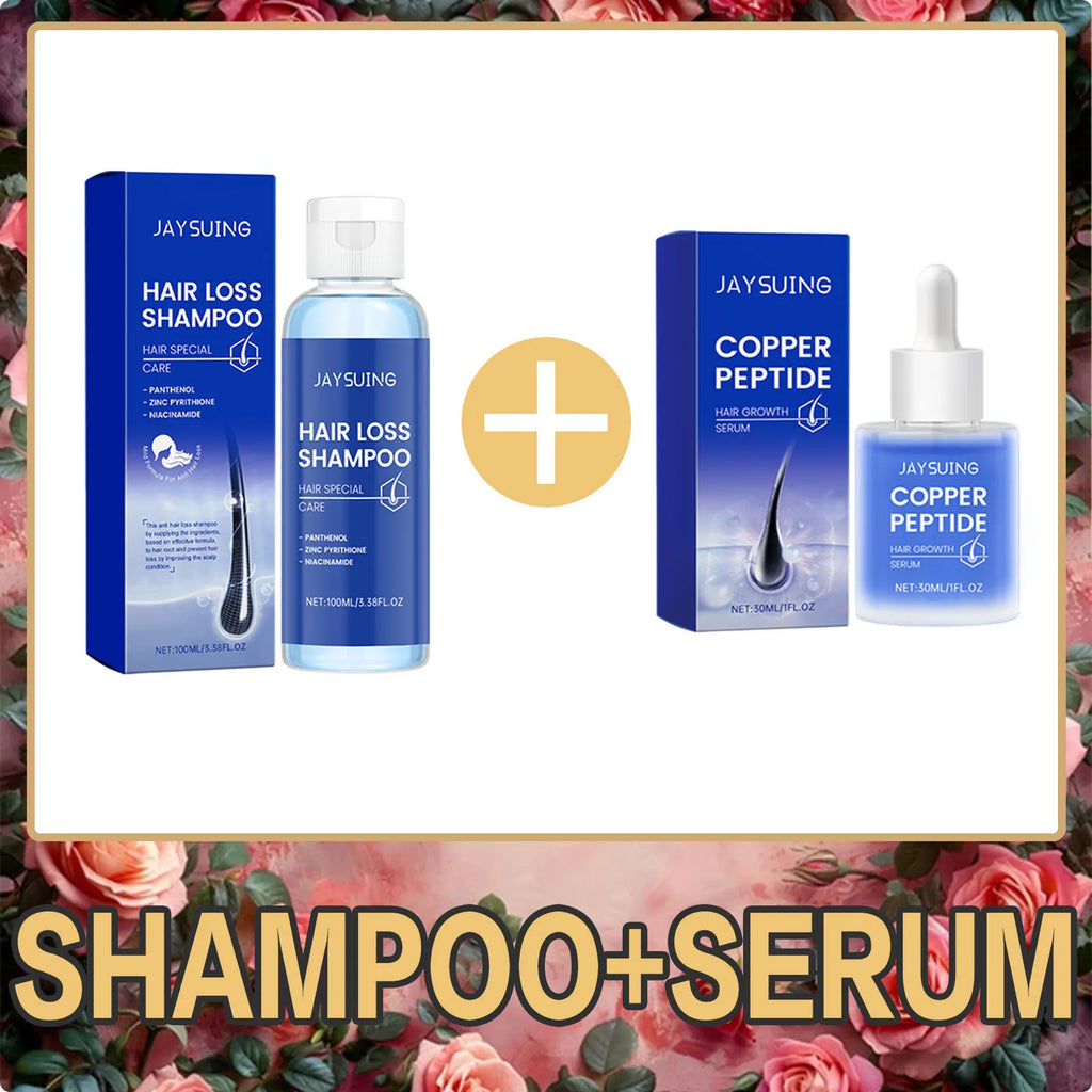 Copper Peptide Shampoo Hair Growth Serum Scalp Nourishing Spray Anti Hair Loss Essence Oil Strengthen Roots Dense Hair Care Set