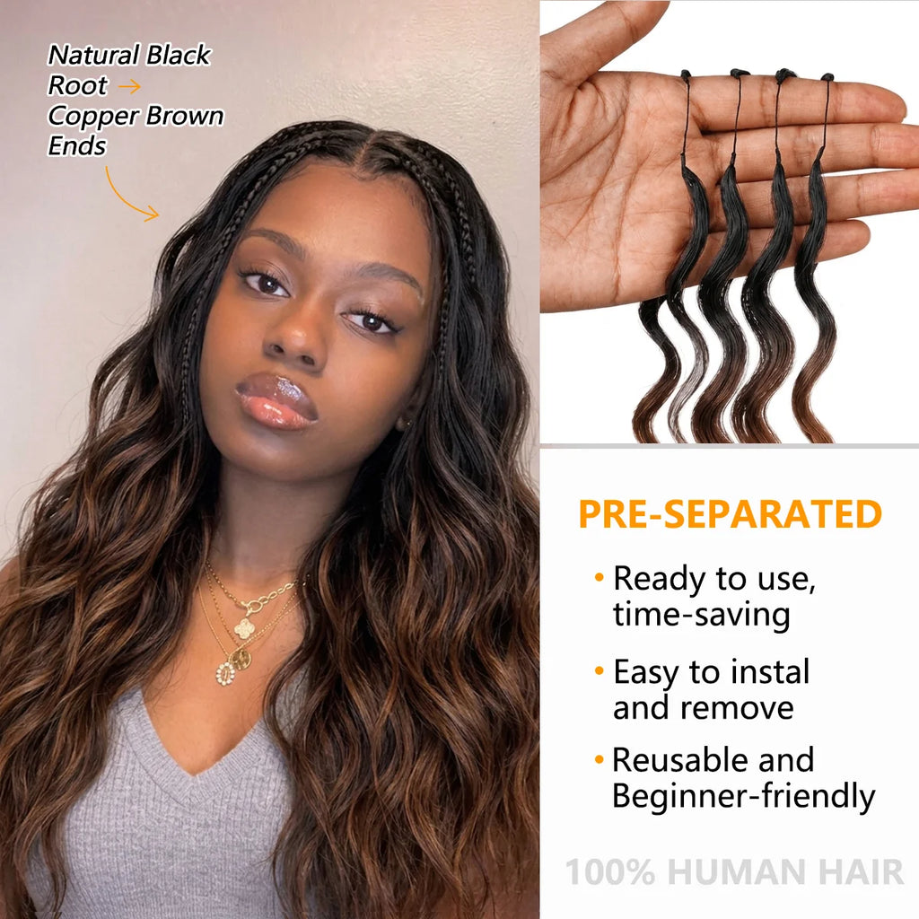 TB30 Highlight 12A Grade Human Hair Body Wave Feather Crochet Hair Extensions Miracle Knots Invisible Knotless Pre Separated Boho Braiding Hair