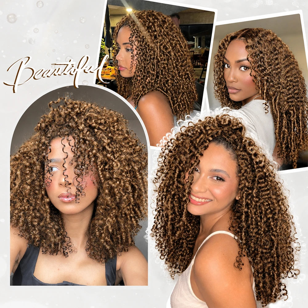 Feather Highlight Crochet Human Hair Burmese Curly Miracle Knots Soft Natural Braiding Hair Extensions For Black Women Full Ends