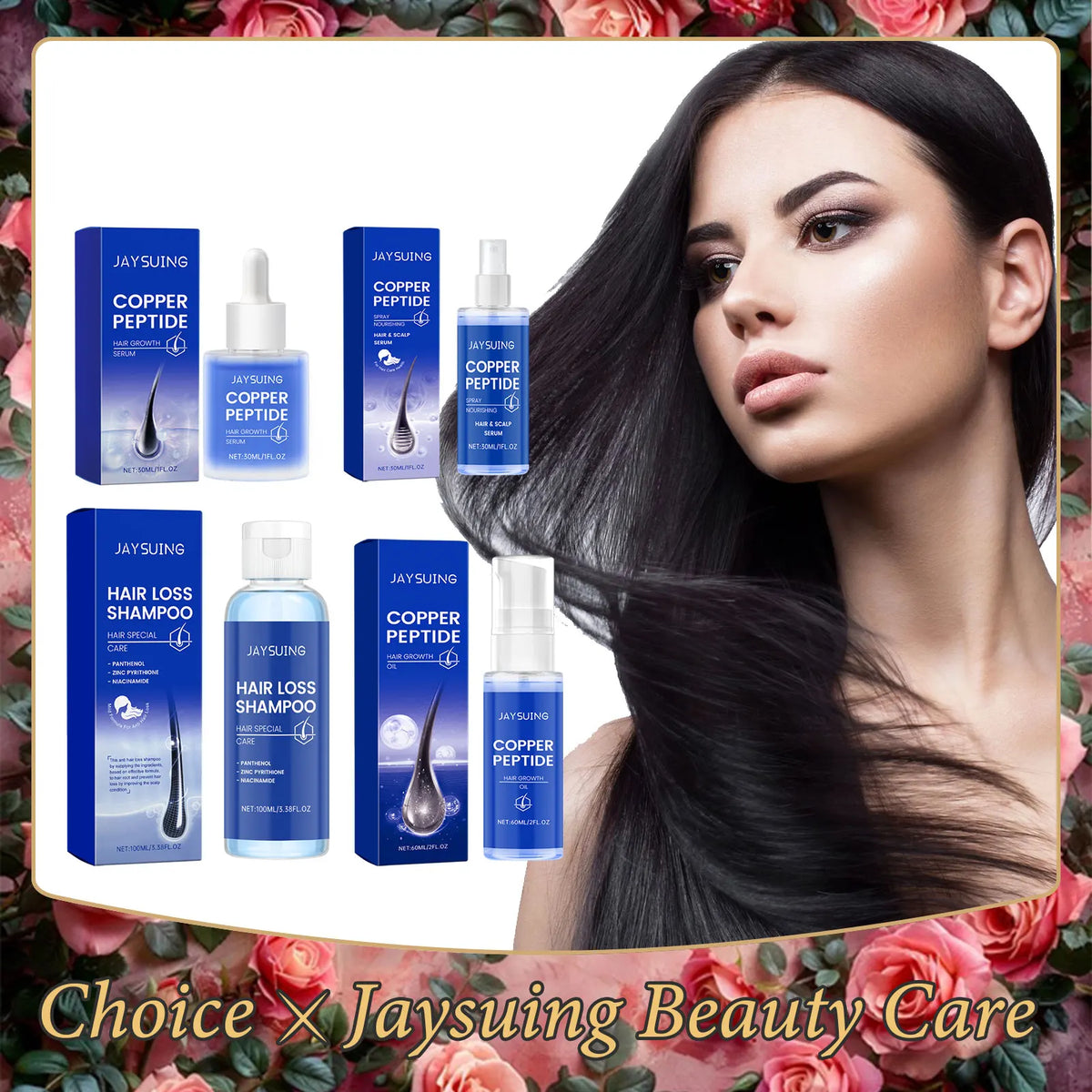 Copper Peptide Shampoo Hair Growth Serum Scalp Nourishing Spray Anti Hair Loss Essence Oil Strengthen Roots Dense Hair Care Set