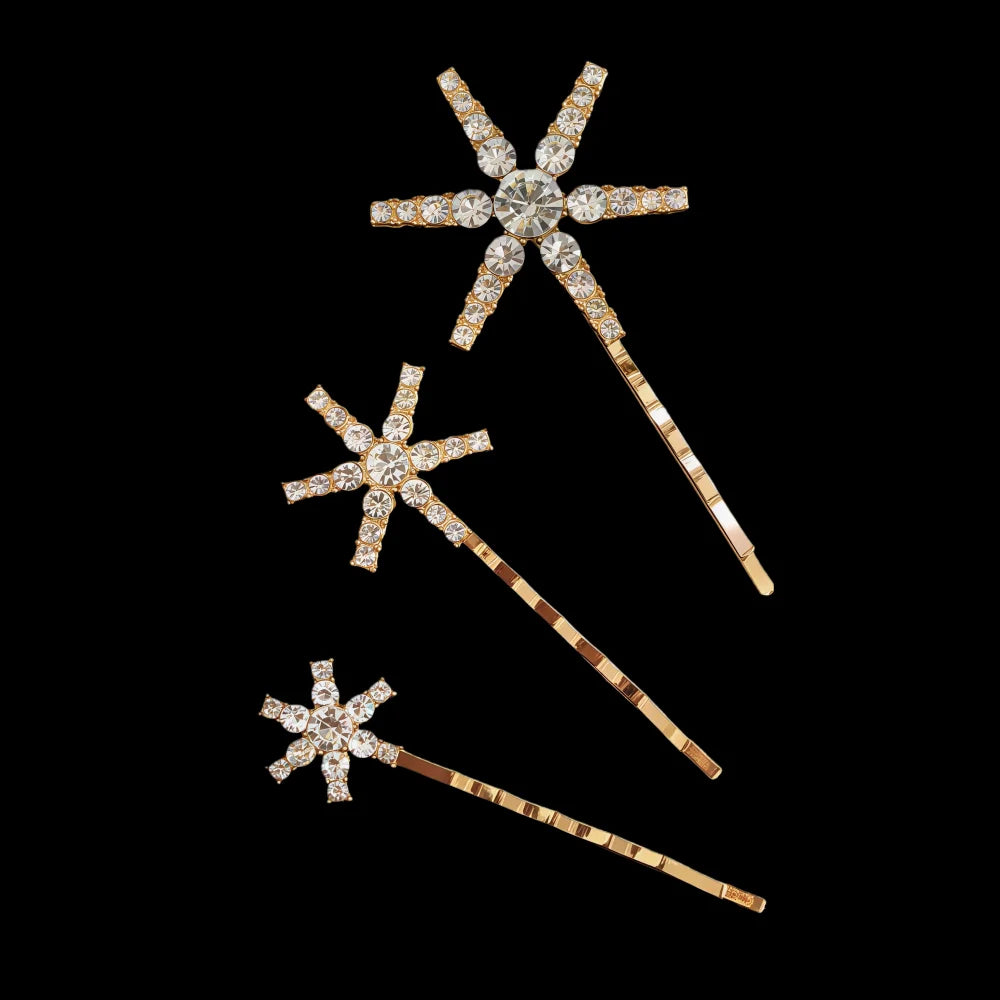 3/4 Pcs Set Crystal Star Hairpins for Women Girls Metal Hair Clip Pins Luxury Female Hair Pins Wedding Bridal Hair Accessories