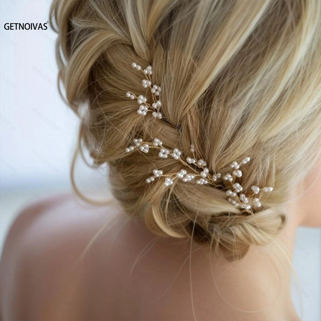 3PCS Wedding U Shape Hair Clips Bridal Headpiece Flower Hairpins Pearl Women Wedding Hair Accessories Bridal Headdress Jewelry