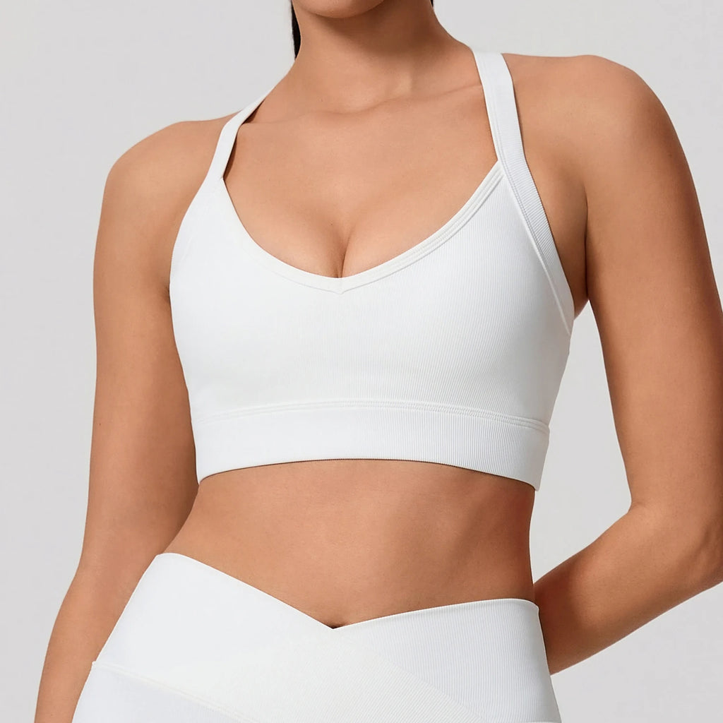 Ctenkevet Ribbed Sports Bra Women's Push up Yoga Top Running Gym Workout Brassiere - Women's Back Cross Sport Underwear