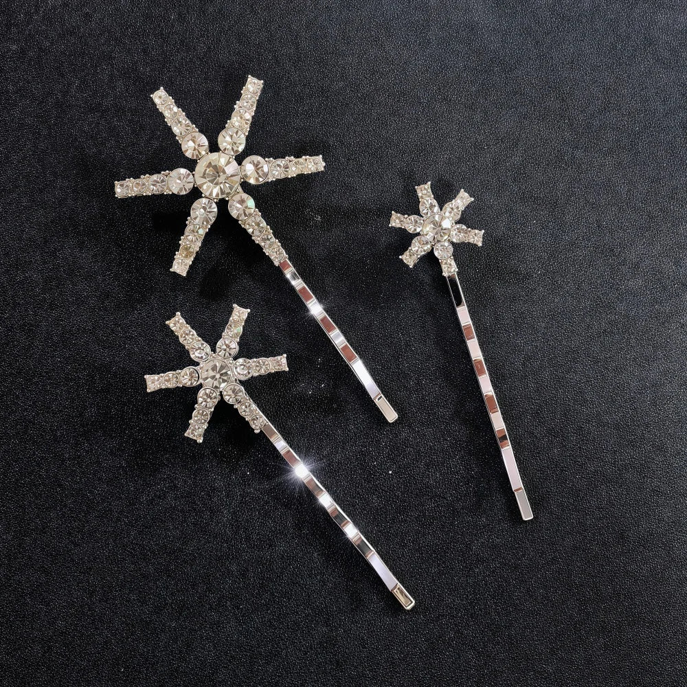 3/4 Pcs Set Crystal Star Hairpins for Women Girls Metal Hair Clip Pins Luxury Female Hair Pins Wedding Bridal Hair Accessories