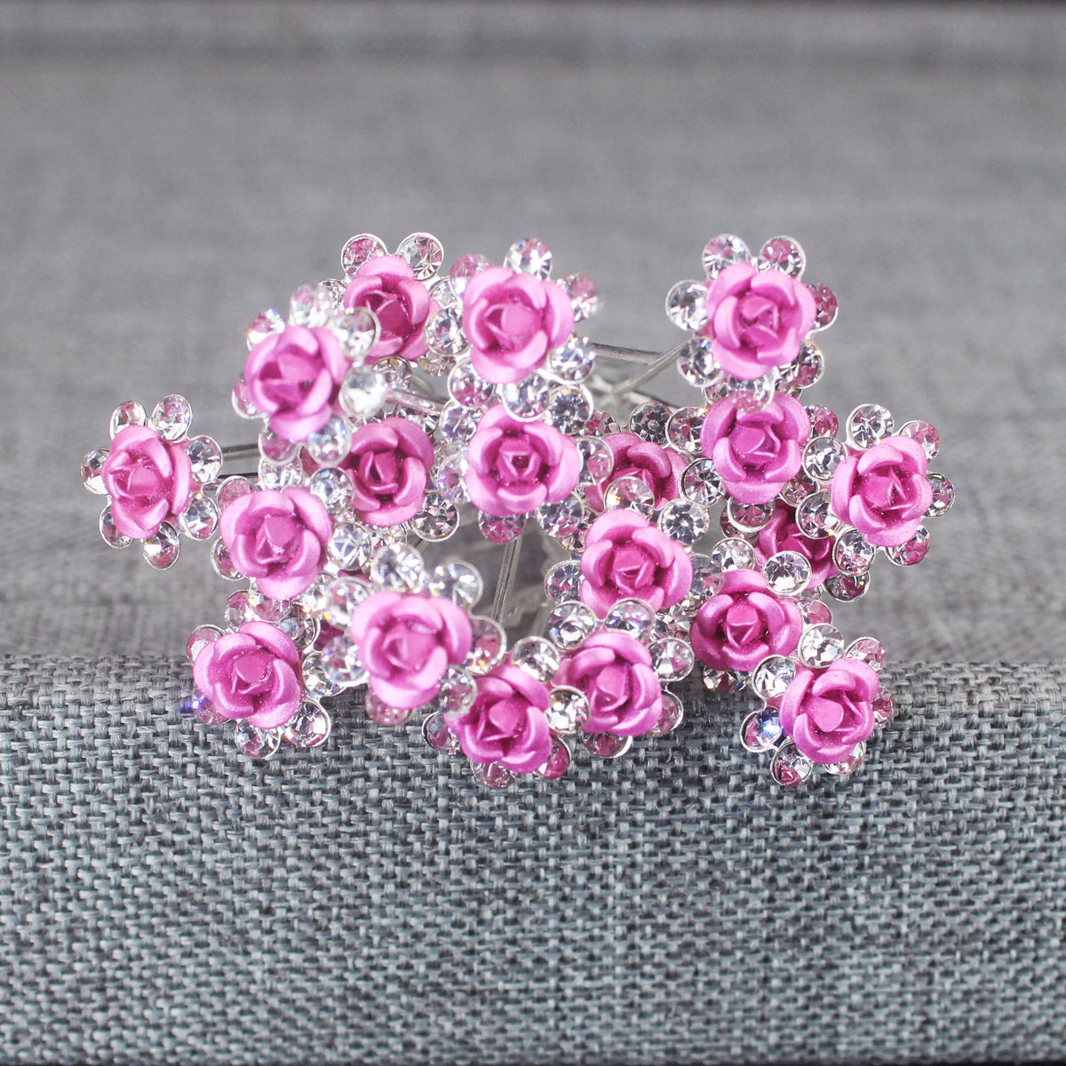 20PCS Rose Flower Rhinestone Hairpins Crystal Hair Clip Pins for Bridal Wedding Party Daily Wear Women Hair Accessories