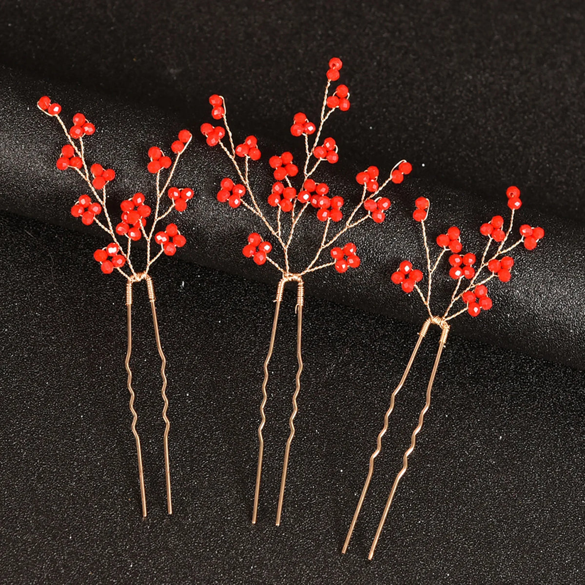 3PCS Wedding U Shape Hair Clips Bridal Headpiece Flower Hairpins Pearl Women Wedding Hair Accessories Bridal Headdress Jewelry