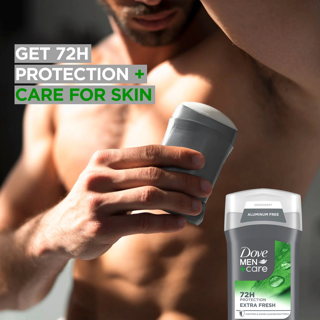 Deodorant Stick for Men Aluminum Free 72-Hour Odor Protection Extra Fresh Mens Deodorant with 1/4 Moisturizing Cream, 3 Oz