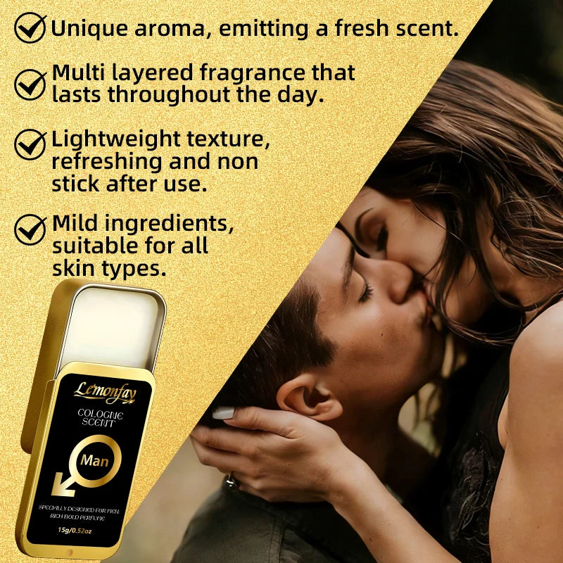 Lemonfay Men's Cologne Balm, with a Rich and Long-Lasting Scent, Portable, Suitable for Daily Use and Dates