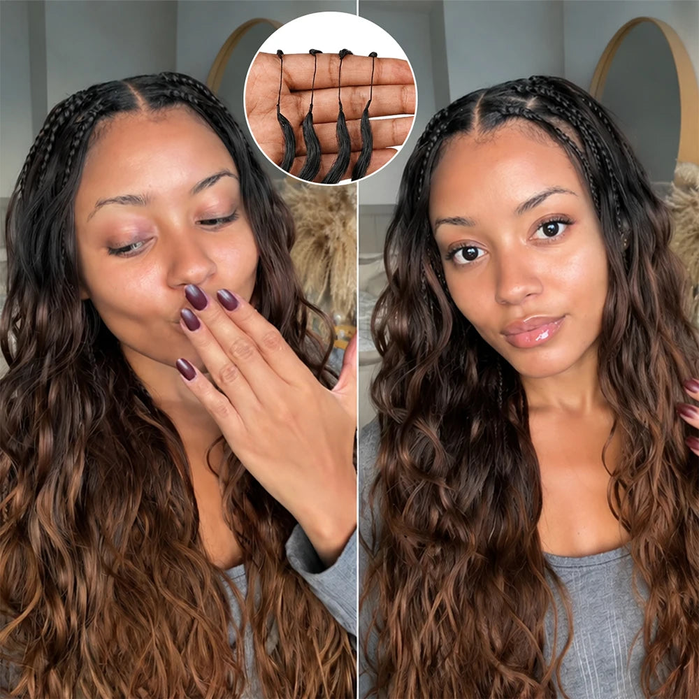 TB30 Highlight 12A Grade Human Hair Body Wave Feather Crochet Hair Extensions Miracle Knots Invisible Knotless Pre Separated Boho Braiding Hair