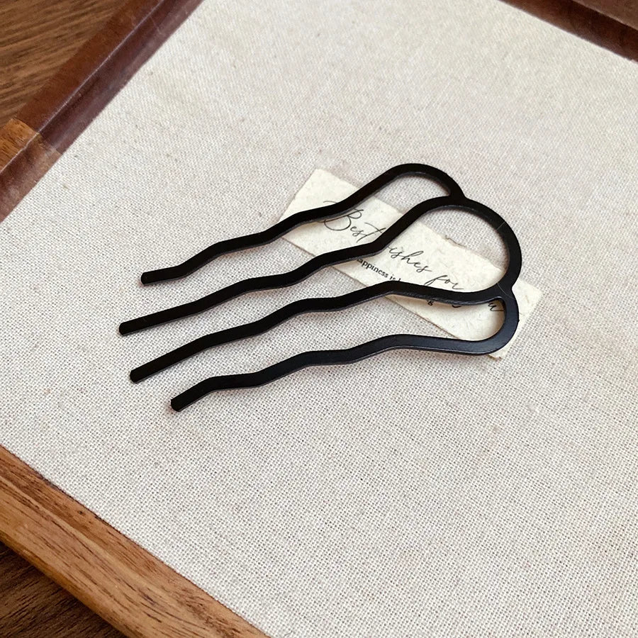 Metal U-Shaped Hair Fork Combs Simple Back of Head Hair Pin Clip Hair Side Combs Updo Hair Sticks Hair Styling Tool Ornament Z
