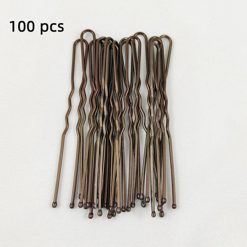 50/100 PCS Women 5/6/7/8 cm Hair Waved U-Shaped Bobby Pin Barrette Grip Clip Bridal Hairpins Black Metal Hair Accessories