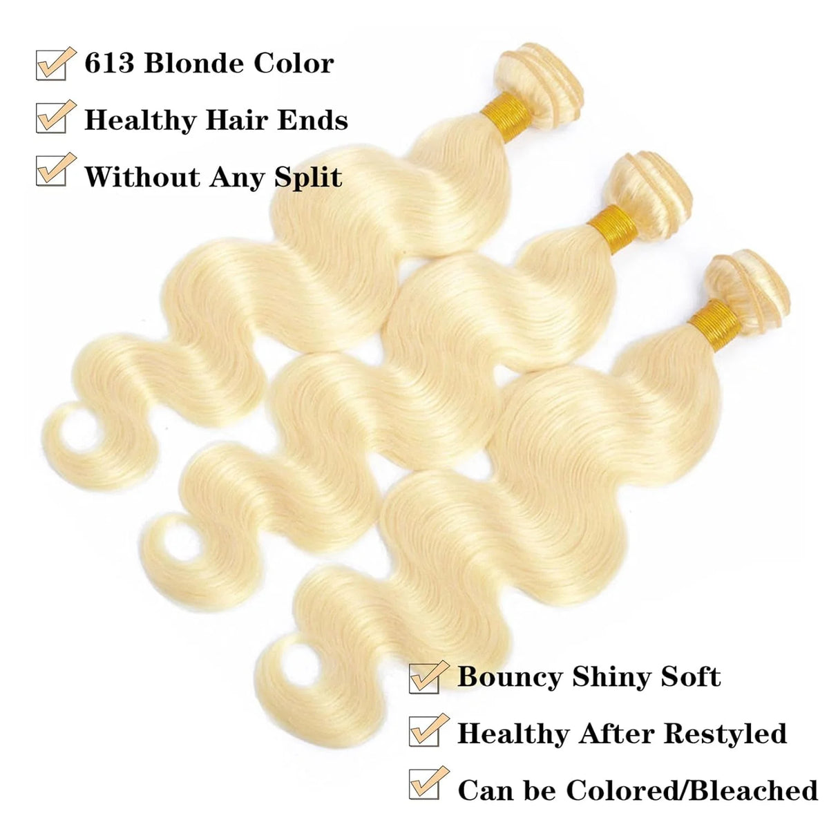 12A Brazilian Virgin 613 Body Wave Bundles with Closure 4x4 Honey Blonde Human Hair Body Wave Bundle Human Hair Extensions