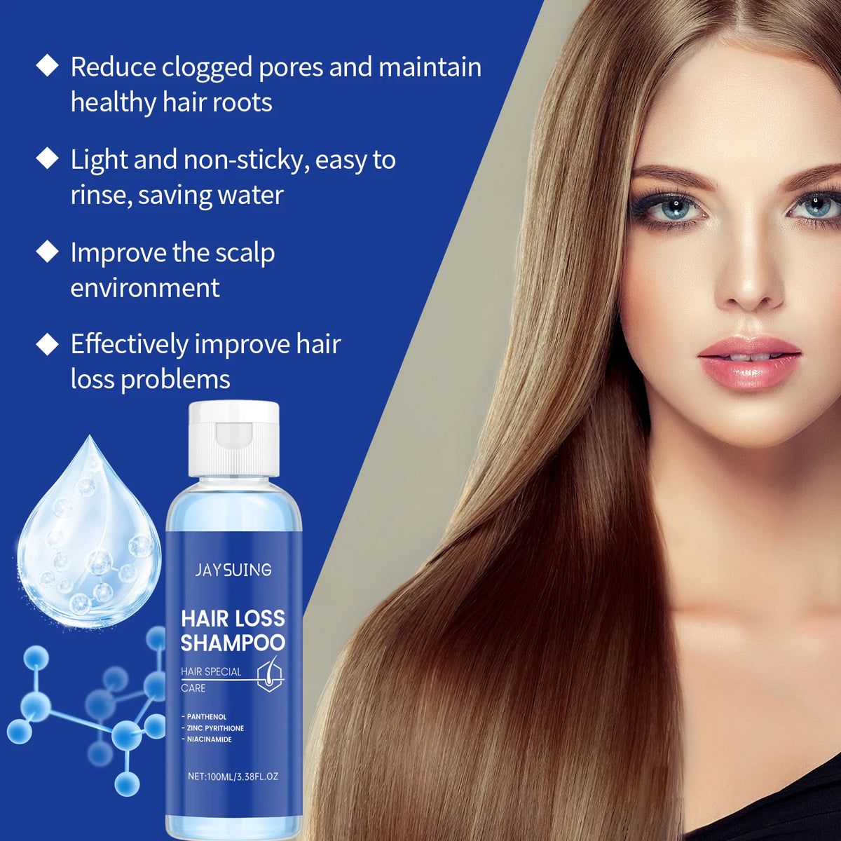 Copper Peptide Shampoo Hair Growth Serum Scalp Nourishing Spray Anti Hair Loss Essence Oil Strengthen Roots Dense Hair Care Set