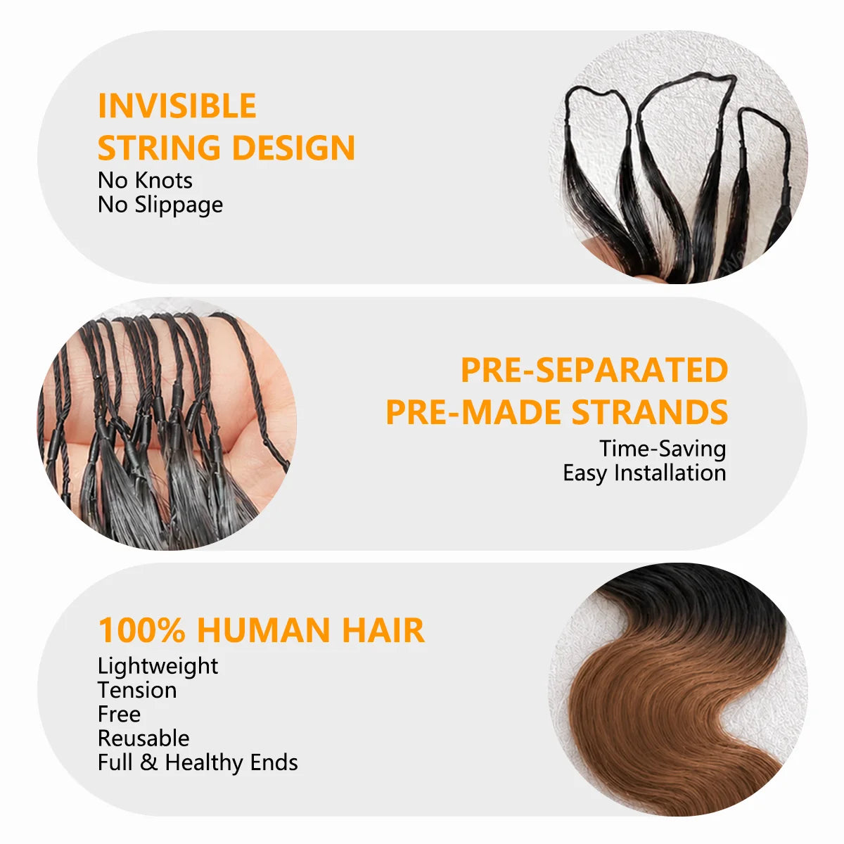 TB30 Highlight 12A Grade Human Hair Body Wave Feather Crochet Hair Extensions Miracle Knots Invisible Knotless Pre Separated Boho Braiding Hair