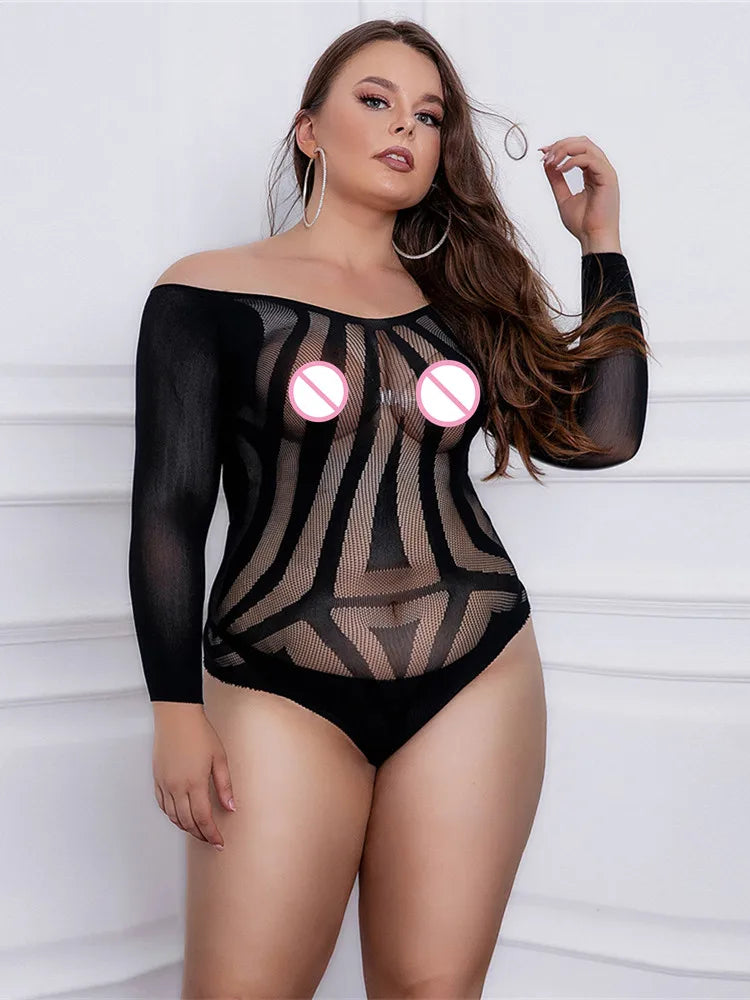 Women's One-pieces Body Suits Fashion Tight Lingerie Clothes Ladies Erotic See Through Hollow Jumpsuit Mesh Slim Bodysuits
