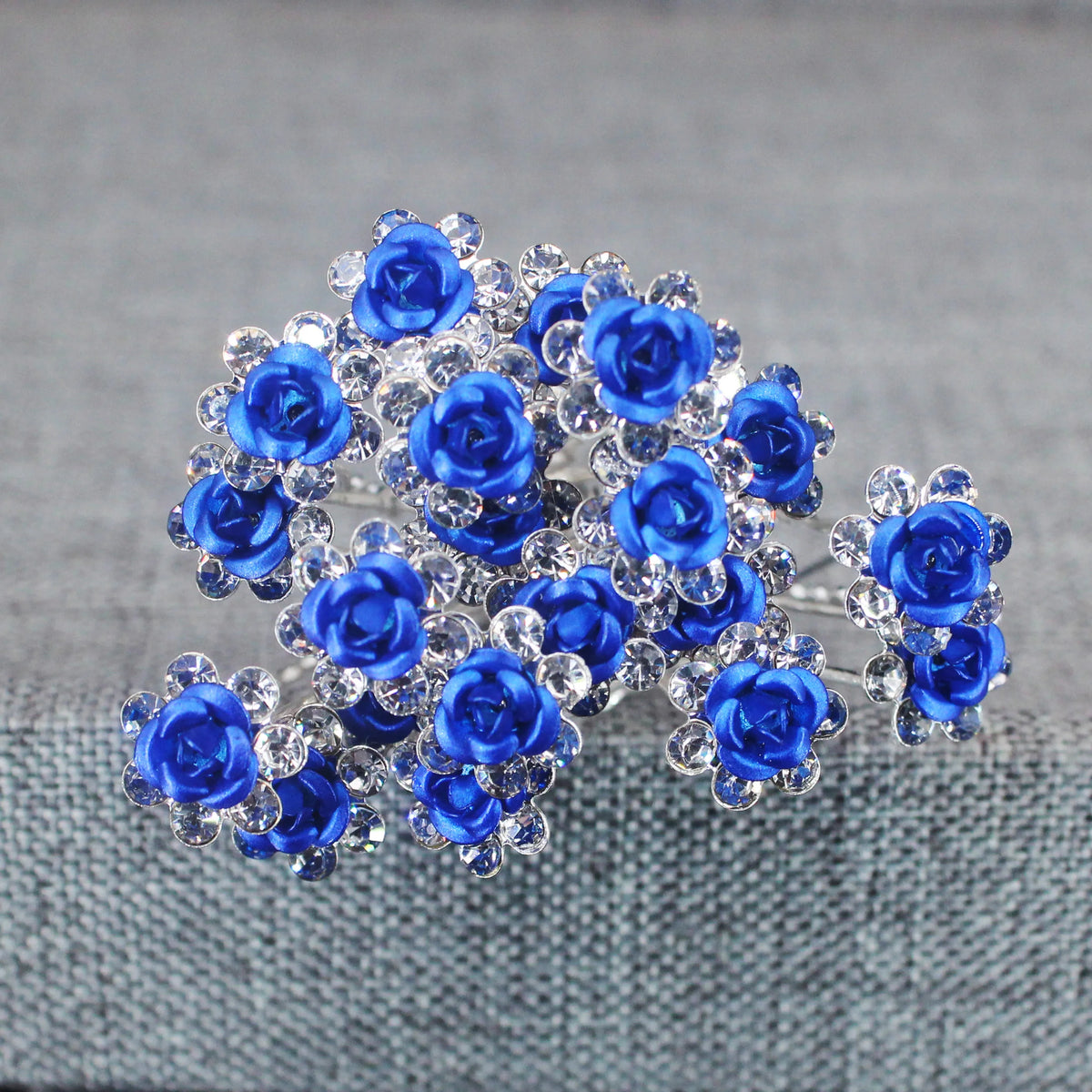 20PCS Rose Flower Rhinestone Hairpins Crystal Hair Clip Pins for Bridal Wedding Party Daily Wear Women Hair Accessories