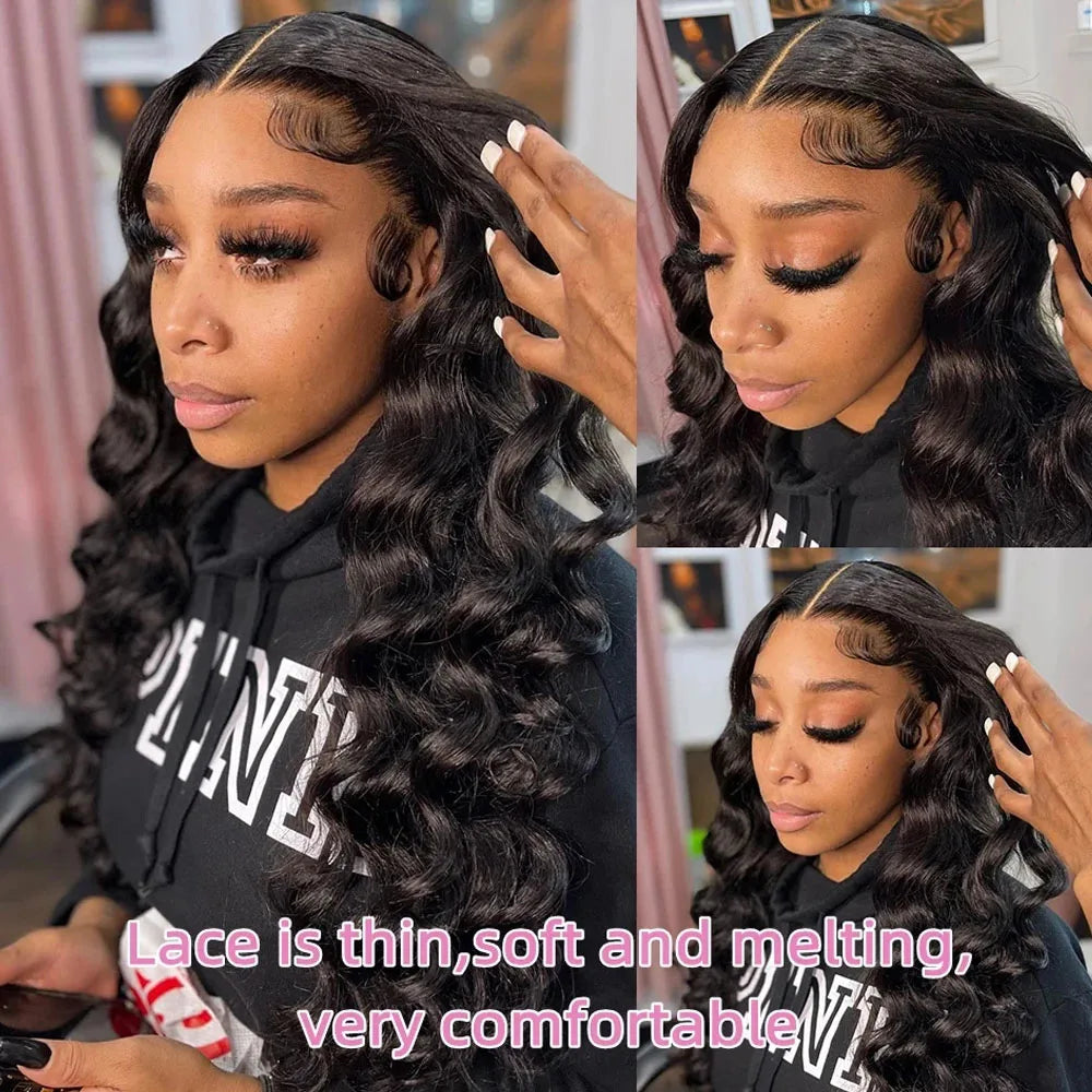 HD 13x6 Loose Nature Wave Lace Front Human Hair Wigs 250% Transparent 30 40 Inch 13x4 Full Deep Water Wave Lace Frontal Wigs