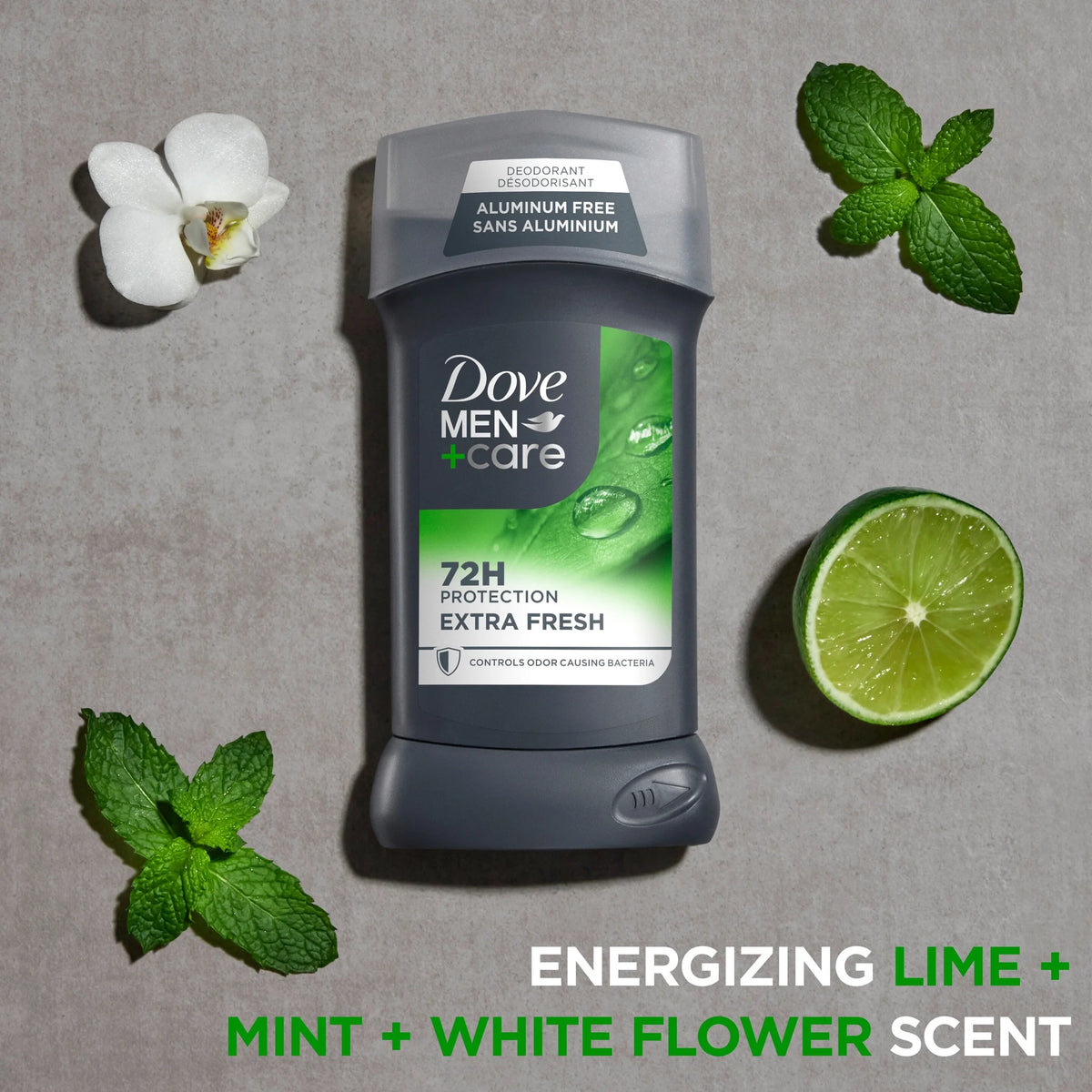 Deodorant Stick for Men Aluminum Free 72-Hour Odor Protection Extra Fresh Mens Deodorant with 1/4 Moisturizing Cream, 3 Oz