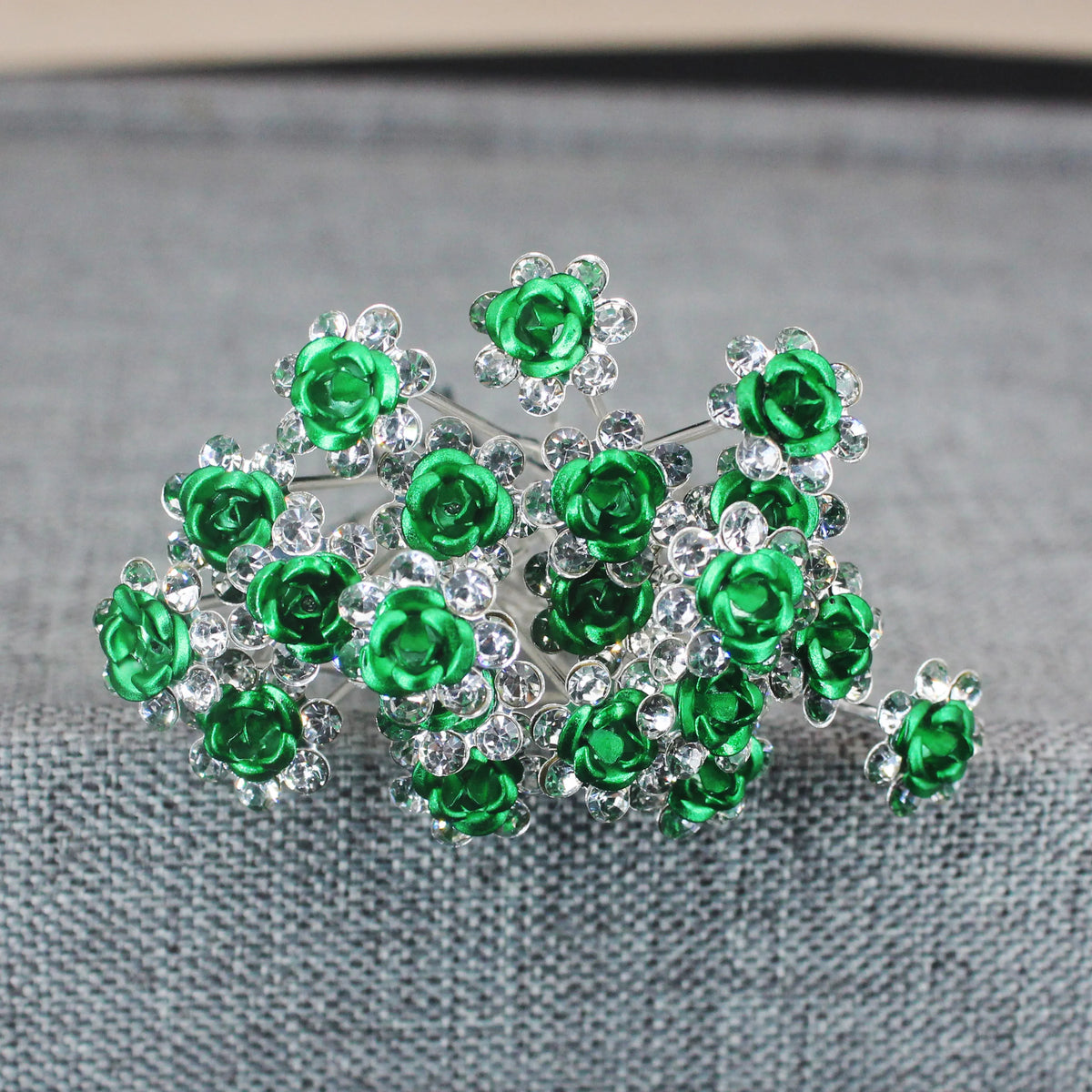 20PCS Rose Flower Rhinestone Hairpins Crystal Hair Clip Pins for Bridal Wedding Party Daily Wear Women Hair Accessories