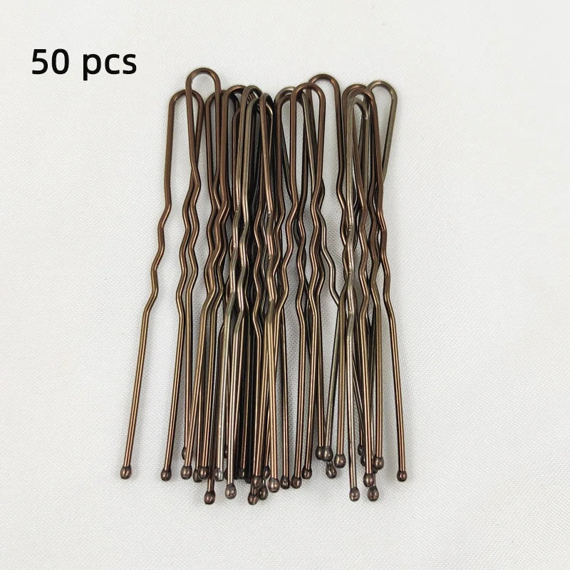 50/100 PCS Women 5/6/7/8 cm Hair Waved U-Shaped Bobby Pin Barrette Grip Clip Bridal Hairpins Black Metal Hair Accessories