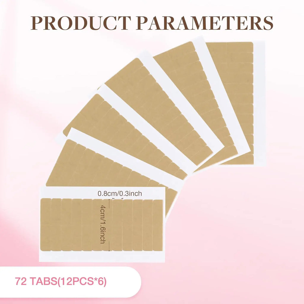 72Tabs(6sheets）Hair Extension Tape Double Sided Adhesive Replacement Tape Professional Strong Tapes for Tape in Hair Extensions