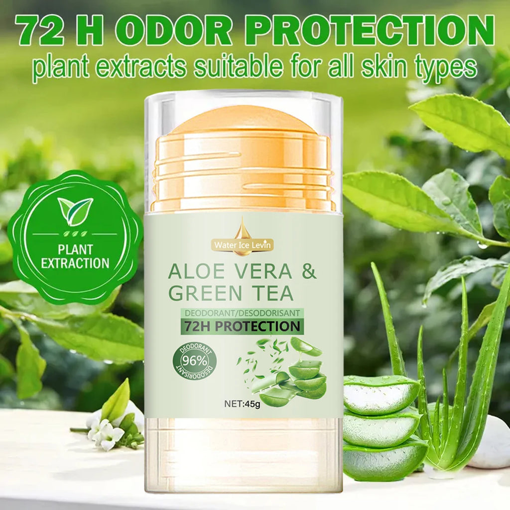 Water Ice Levin Deodorant with Aloe Vera & Green Tea 72H Protection & 96% Effectiveness for Gentle yet Powerful Care. 45g.