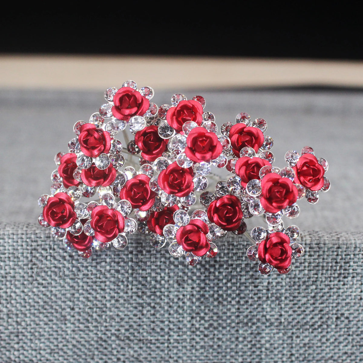 20PCS Rose Flower Rhinestone Hairpins Crystal Hair Clip Pins for Bridal Wedding Party Daily Wear Women Hair Accessories