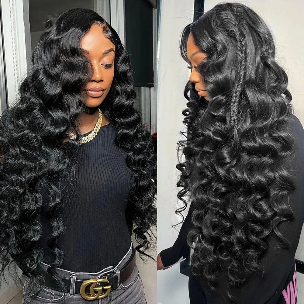 HD 13x6 Loose Nature Wave Lace Front Human Hair Wigs 250% Transparent 30 40 Inch 13x4 Full Deep Water Wave Lace Frontal Wigs