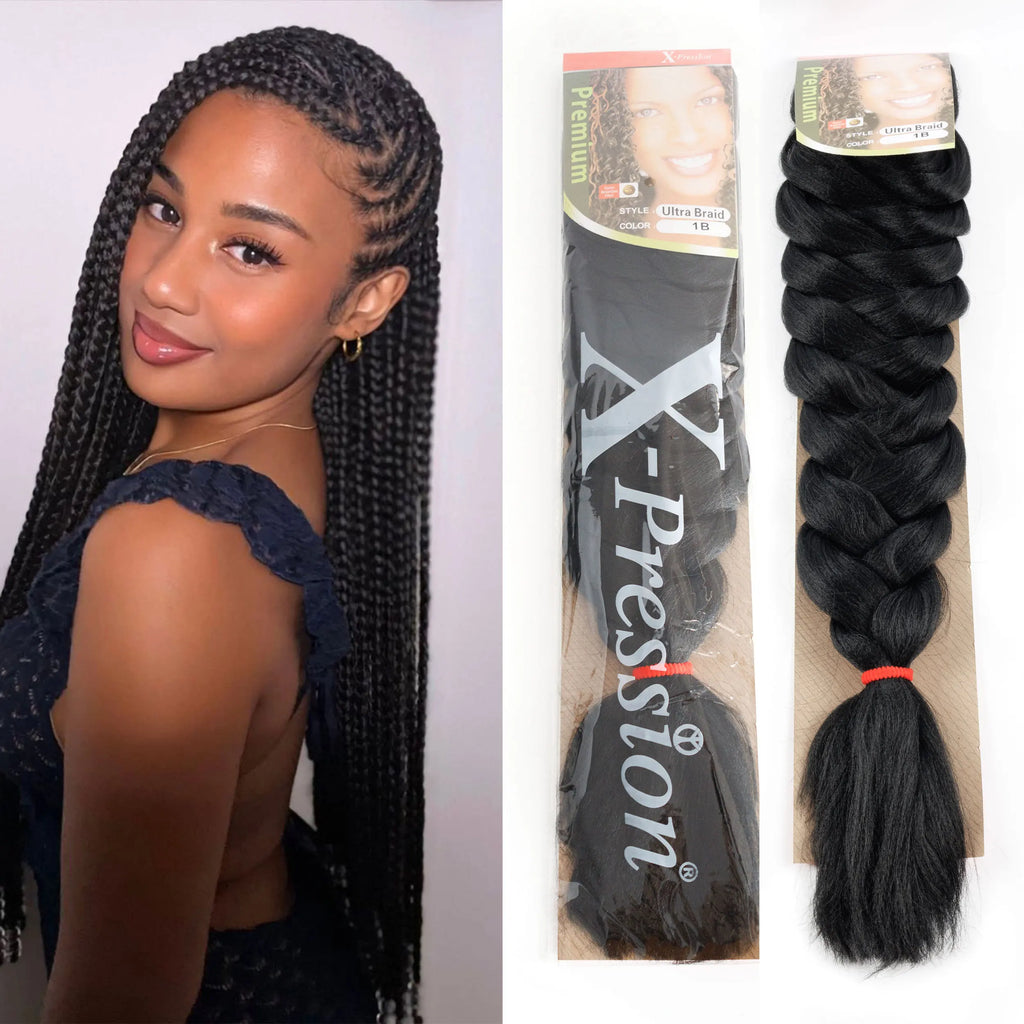 165g 82 Inch Flame Retardant Hot Water Setting Temperature Fiber Ultra Braid Synthetic Hair Extension Pre Stretch Braids