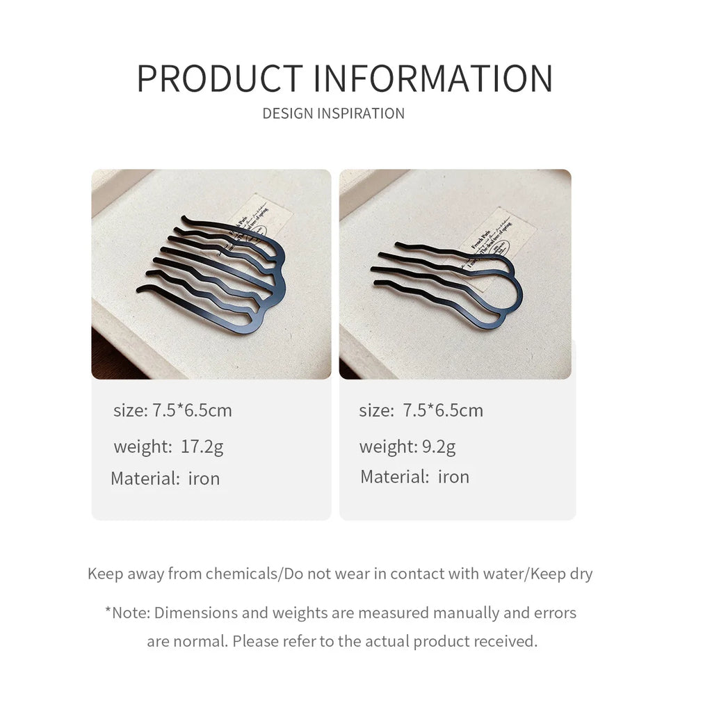 Metal U-Shaped Hair Fork Combs Simple Back of Head Hair Pin Clip Hair Side Combs Updo Hair Sticks Hair Styling Tool Ornament Z