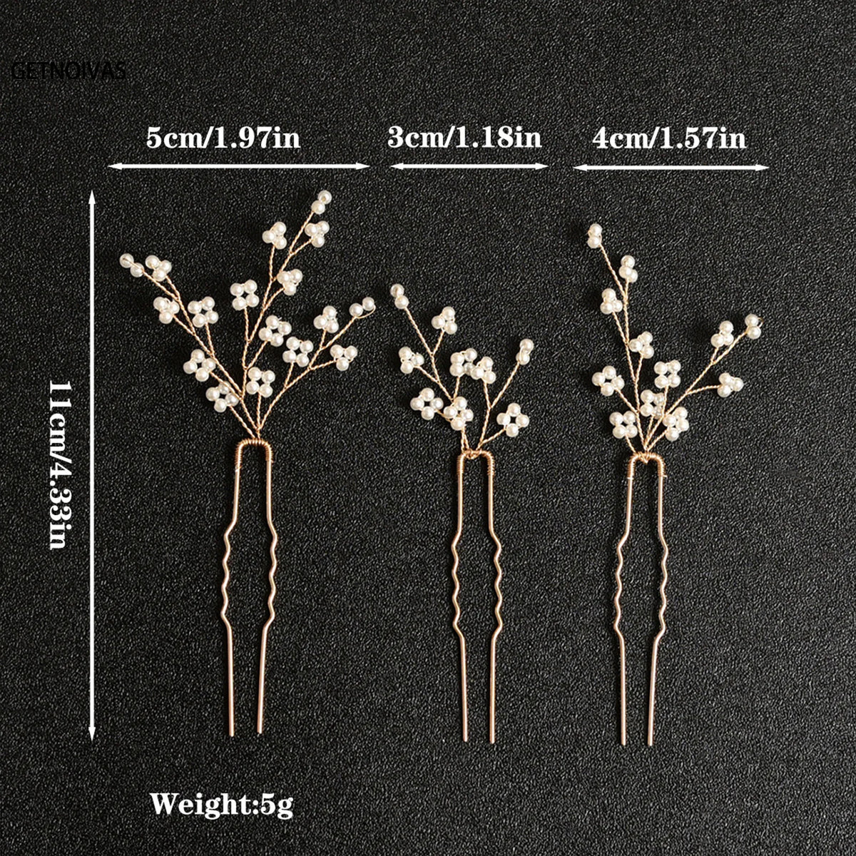3PCS Wedding U Shape Hair Clips Bridal Headpiece Flower Hairpins Pearl Women Wedding Hair Accessories Bridal Headdress Jewelry